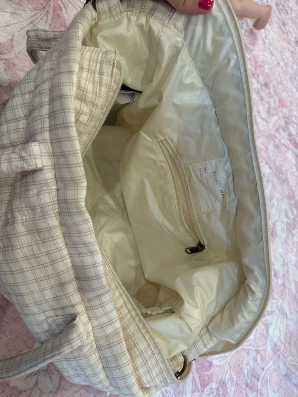 Quincy Mae Quilted Diaper Bag 100% Cotton - Picture 7 of 9